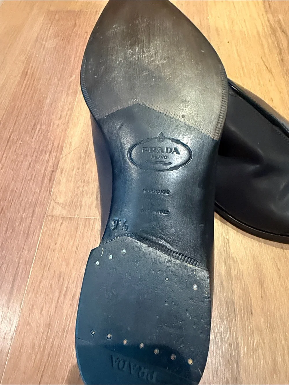 Prada Black Slip-On Leather Dress Shoes